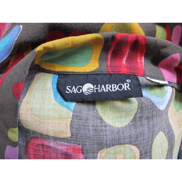 Vintage 90s Floral Shapes Button Up Shirt M L Oversized Baggy - Picture 5 of 5